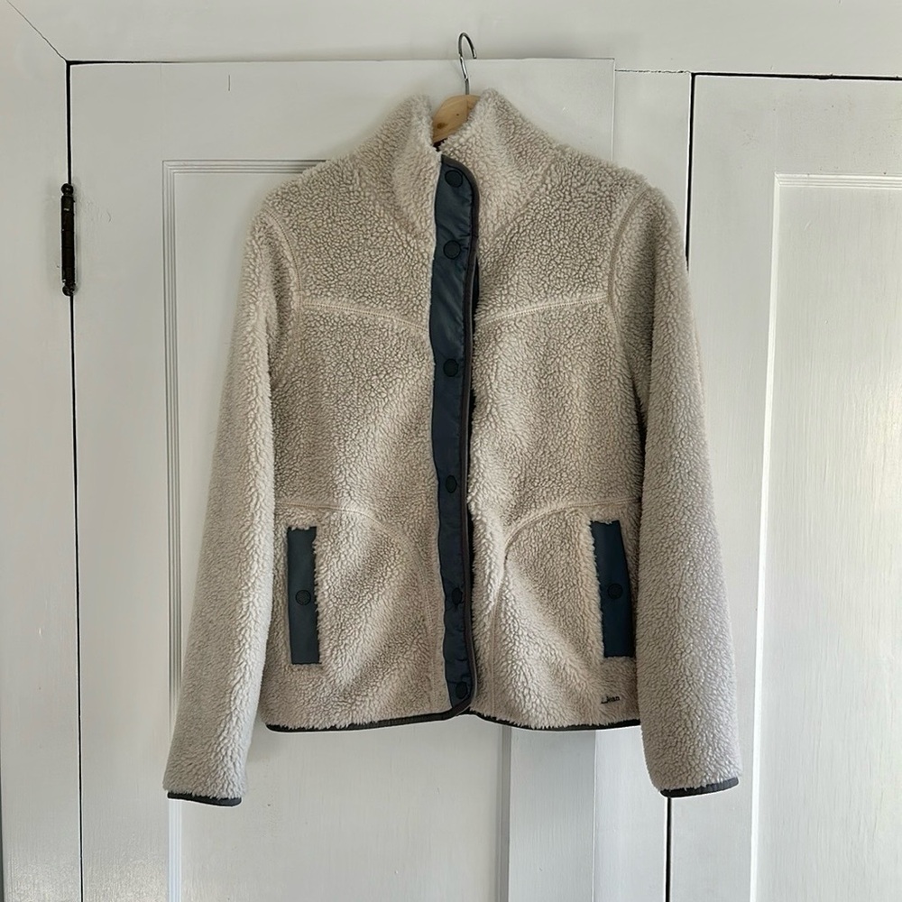 LL Bean cream fleece jacket, size medium